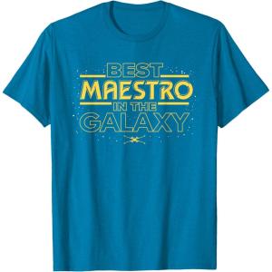 imageStar Wars Best Maestro in the Galaxy Teacher Gift Spanish TShirtSapphire Blue