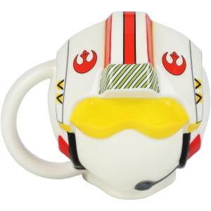 imageStar Wars Episode 4 A New Hope Lukes XWing Helmet Sculpted Ceramic Mug 16 Oz