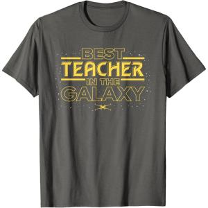 imageStar Wars Best Teacher in the Galaxy XWing Teacher Gift TShirtAsphalt Grey