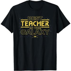 imageStar Wars Best Teacher in the Galaxy XWing Teacher Gift TShirtBlack