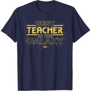 imageStar Wars Best Teacher in the Galaxy XWing Teacher Gift TShirtNavy Blue