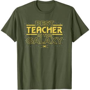 imageStar Wars Best Teacher in the Galaxy XWing Teacher Gift TShirtOlive Green