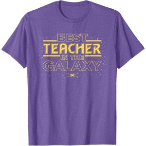 imageStar Wars Best Teacher in the Galaxy XWing Teacher Gift TShirtPurple Heather