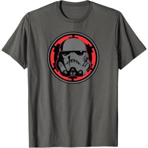 imageStar Wars Dark Side Stormtrooper Helmet and Empire Symbol TShirtAsphalt Grey