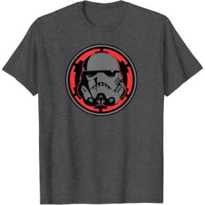 imageStar Wars Dark Side Stormtrooper Helmet and Empire Symbol TShirtDark Heather Grey