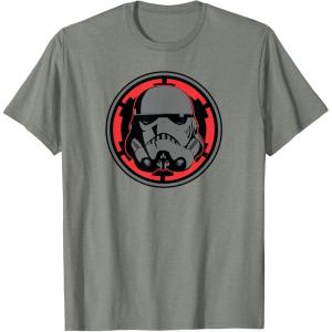 imageStar Wars Dark Side Stormtrooper Helmet and Empire Symbol TShirtOlive Heather