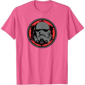 imageStar Wars Dark Side Stormtrooper Helmet and Empire Symbol TShirtPink Heather