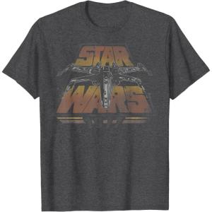 imageStar Wars XWing 1977 Vintage Retro C1 Disney TShirtDark Heather Grey