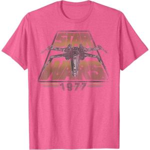 imageStar Wars XWing 1977 Vintage Retro C1 Disney TShirtPink Heather