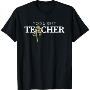 imageStar Wars Yoda Best Teacher Lightsaber Teachers Day Gift TShirtBlack