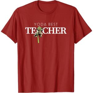 imageStar Wars Yoda Best Teacher Lightsaber Teachers Day Gift TShirtCranberry Red