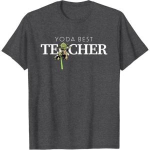 imageStar Wars Yoda Best Teacher Lightsaber Teachers Day Gift TShirtDark Heather Grey