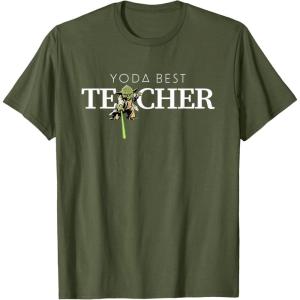 imageStar Wars Yoda Best Teacher Lightsaber Teachers Day Gift TShirtOlive Green