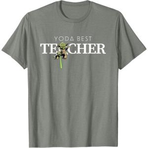 imageStar Wars Yoda Best Teacher Lightsaber Teachers Day Gift TShirtOlive Heather