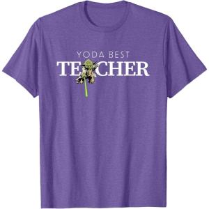 imageStar Wars Yoda Best Teacher Lightsaber Teachers Day Gift TShirtPurple Heather