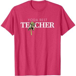 imageStar Wars Yoda Best Teacher Lightsaber Teachers Day Gift TShirtRed Heather