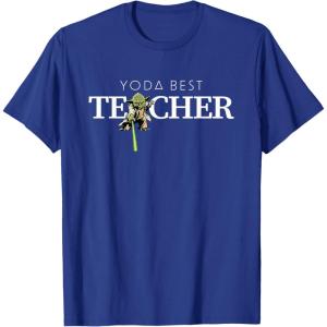 imageStar Wars Yoda Best Teacher Lightsaber Teachers Day Gift TShirtRoyal Blue
