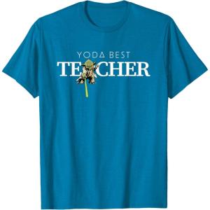 imageStar Wars Yoda Best Teacher Lightsaber Teachers Day Gift TShirtSapphire Blue