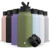 imageJoyJolt Stainless Steel 22 oz Star Wars Water Bottle with Straw Lid BPAFree Sports and Travel Vacuum Insulated Water Bottle Destination Collection Death Star Bottle Star Wars GiftsForest Green