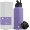 imageJoyJolt Stainless Steel 22 oz Star Wars Water Bottle with Straw Lid BPAFree Sports and Travel Vacuum Insulated Water Bottle Destination Collection Death Star Bottle Star Wars GiftsLilac Purple