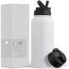 imageJoyJolt Stainless Steel 22 oz Star Wars Water Bottle with Straw Lid BPAFree Sports and Travel Vacuum Insulated Water Bottle Destination Collection Death Star Bottle Star Wars GiftsMatte White