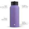 imageJoyJolt Stainless Steel 22 oz Star Wars Water Bottle with Straw Lid BPAFree Sports and Travel Vacuum Insulated Water Bottle Destination Collection Death Star Bottle Star Wars GiftsLilac Purple