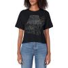 imageStar Wars Millennium Falcon 77 Retro Diagonal Stripe Disney Womens Crop TopBlack