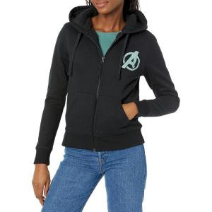 imageAmazon Essentials Disney  Marvel  Star Wars  Princess Womens Fleece SherpaLined FullZip HoodiesAvengers Logo