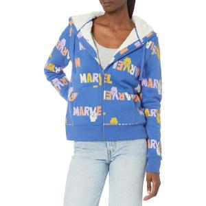 imageAmazon Essentials Disney  Marvel  Star Wars  Princess Womens Fleece SherpaLined FullZip HoodiesMarvel Multi Peace