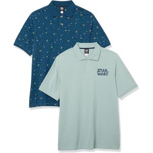 imageAmazon Essentials Disney  Marvel  Star Wars Mens RegularFit Cotton Pique Polo Shirt Pack of 2Star Wars Logo Ships