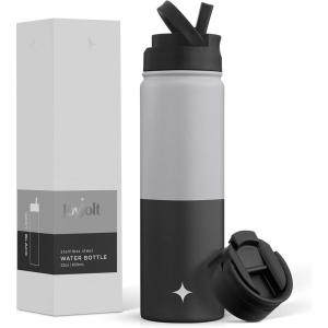 imageJoyJolt Stainless Steel 22 oz Star Wars Water Bottle with Straw Lid BPAFree Sports and Travel Vacuum Insulated Water Bottle Destination Collection Death Star Bottle Star Wars GiftsGrayBlack