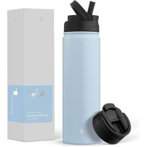 imageJoyJolt Stainless Steel 22 oz Star Wars Water Bottle with Straw Lid BPAFree Sports and Travel Vacuum Insulated Water Bottle Destination Collection Death Star Bottle Star Wars GiftsCloud Blue