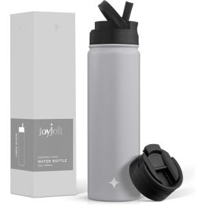 imageJoyJolt Stainless Steel 22 oz Star Wars Water Bottle with Straw Lid BPAFree Sports and Travel Vacuum Insulated Water Bottle Destination Collection Death Star Bottle Star Wars GiftsDove Grey