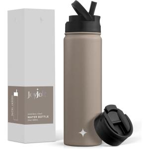 imageJoyJolt Stainless Steel 22 oz Star Wars Water Bottle with Straw Lid BPAFree Sports and Travel Vacuum Insulated Water Bottle Destination Collection Death Star Bottle Star Wars GiftsDesert Taupe