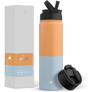 imageJoyJolt Stainless Steel 22 oz Star Wars Water Bottle with Straw Lid BPAFree Sports and Travel Vacuum Insulated Water Bottle Destination Collection Death Star Bottle Star Wars GiftsOrangeBlue
