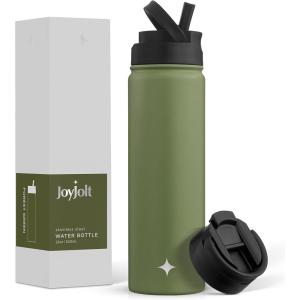 imageJoyJolt Stainless Steel 22 oz Star Wars Water Bottle with Straw Lid BPAFree Sports and Travel Vacuum Insulated Water Bottle Destination Collection Death Star Bottle Star Wars GiftsForest Green