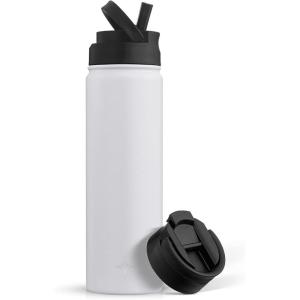 imageJoyJolt Stainless Steel 22 oz Star Wars Water Bottle with Straw Lid BPAFree Sports and Travel Vacuum Insulated Water Bottle Destination Collection Death Star Bottle Star Wars GiftsMatte White
