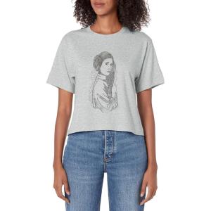 imageStar Wars Classic Princess Leia Future Is Female Outline Womens Crop TopHeather Grey