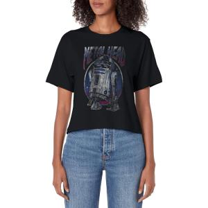 imageStar Wars R2D2 Metal Head Vintage Disney Womens Crop TopBlack