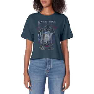 imageStar Wars R2D2 Metal Head Vintage Disney Womens Crop TopDark Blue