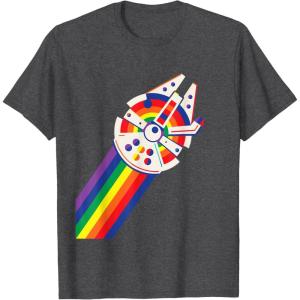 imageStar Wars Rainbow Millennium Falcon TShirtDark Heather Grey
