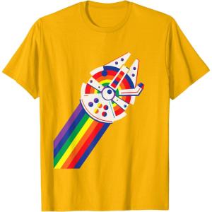 imageStar Wars Rainbow Millennium Falcon TShirtGolden Yellow