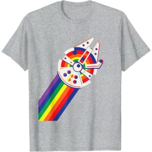 imageStar Wars Rainbow Millennium Falcon TShirtHeather Grey