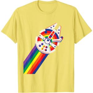 imageStar Wars Rainbow Millennium Falcon TShirtLemon Yellow