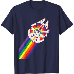 imageStar Wars Rainbow Millennium Falcon TShirtNavy Blue