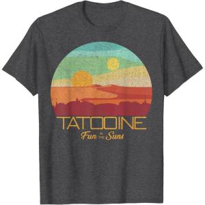 imageStar Wars Tatooine Postcard Fun in the Sun Vintage Disney TShirtDark Heather Grey