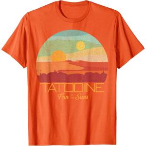 imageStar Wars Tatooine Postcard Fun in the Sun Vintage Disney TShirtOrange
