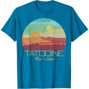 imageStar Wars Tatooine Postcard Fun in the Sun Vintage Disney TShirtSapphire Blue
