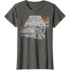 imageStar Wars Millennium Falcon 77 Retro Diagonal Stripe Disney TShirtAsphalt Grey