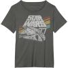 imageStar Wars Millennium Falcon 77 Retro Diagonal Stripe Disney TShirtAsphalt Grey